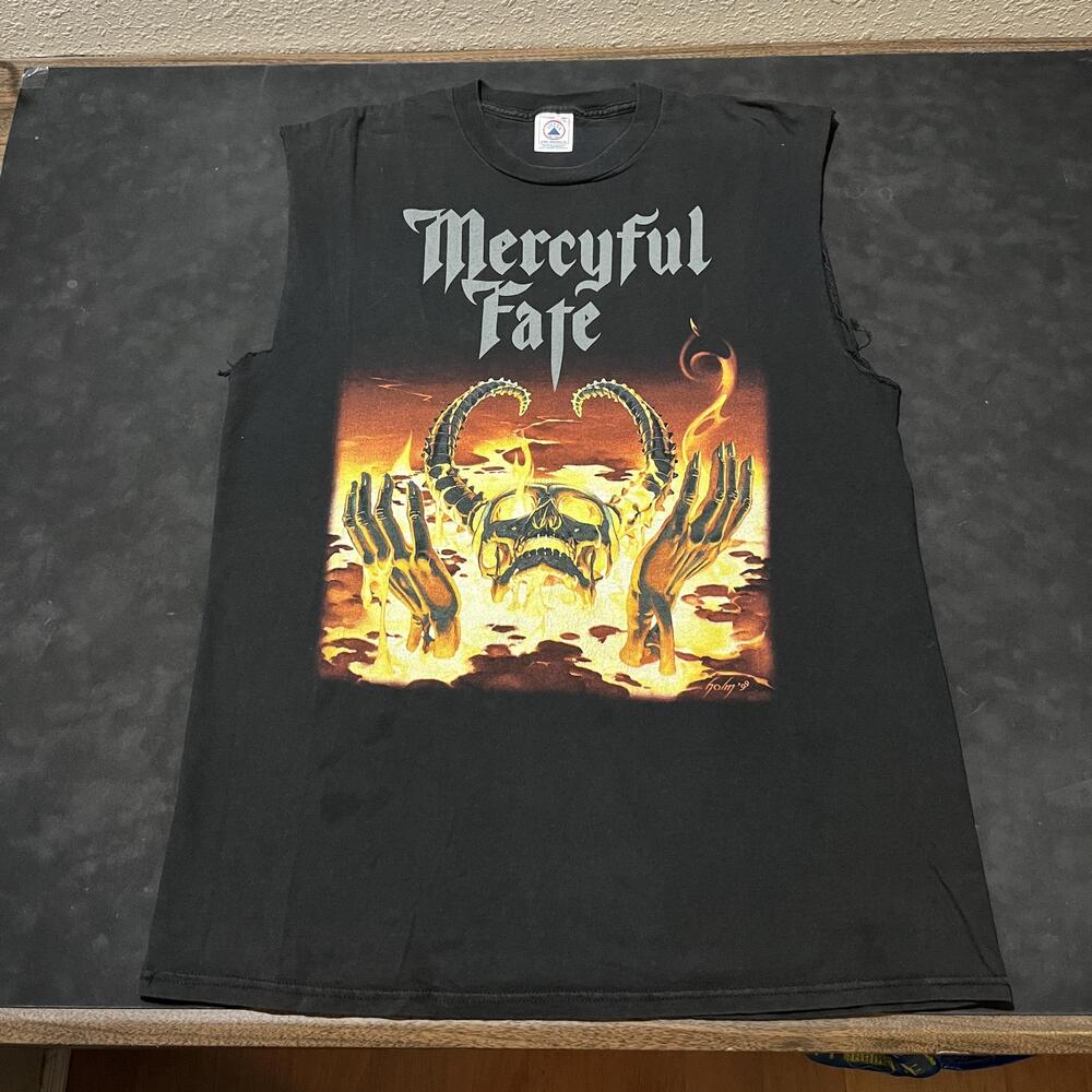 Vintage Mercyful Fate Shirt Mens Large Black 1999 USA Tour Metal Delta Cutoff